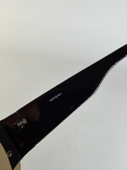 Vintage Yves Saint Laurent Logo Sunglasses Black Brown Gradient
