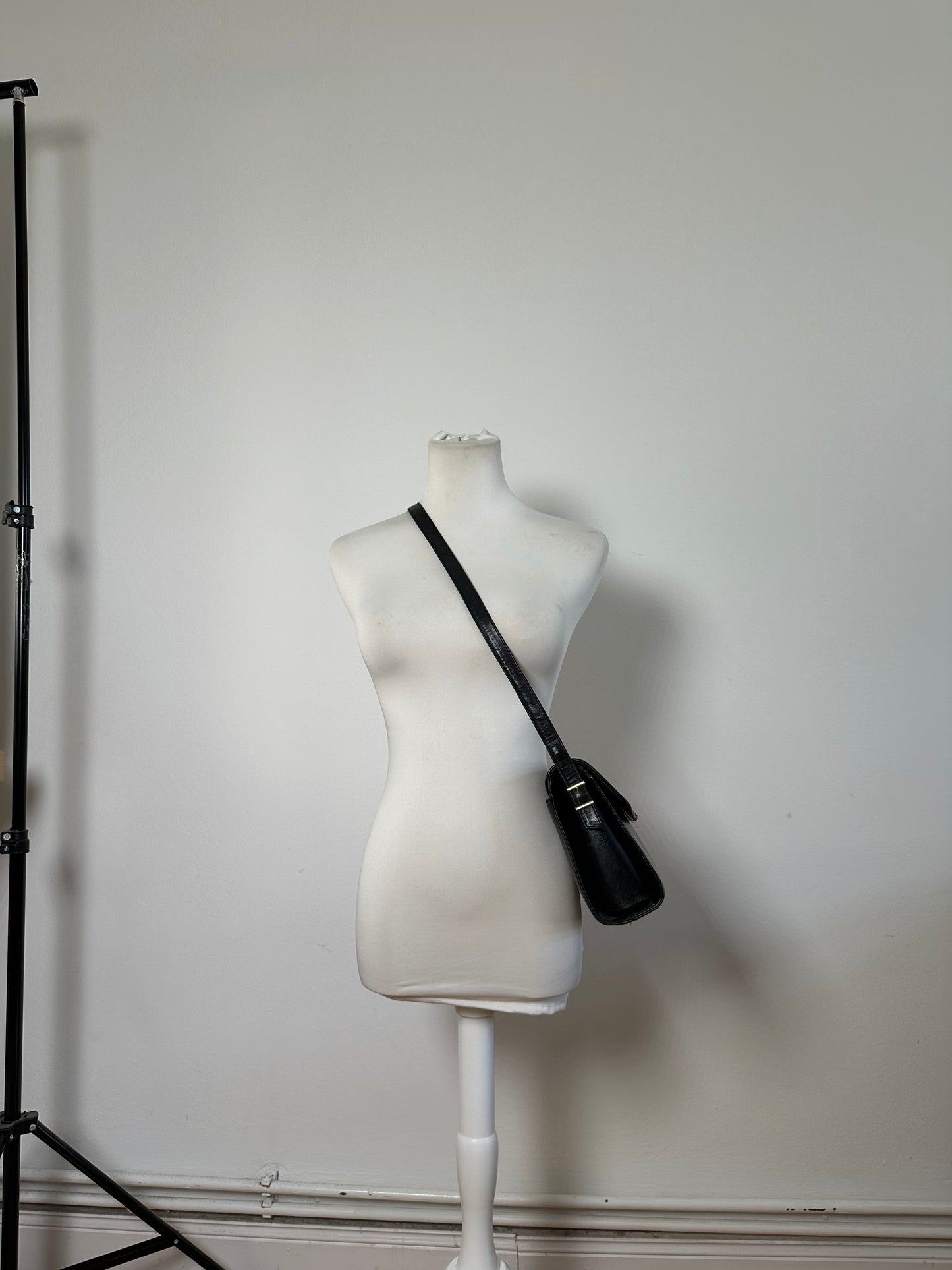 Vintage Givenchy Embossed Leather Shoulder Bag Black Gold