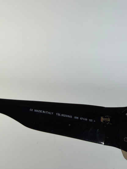 Vintage Yves Saint Laurent Logo Sunglasses Black Brown Gradient