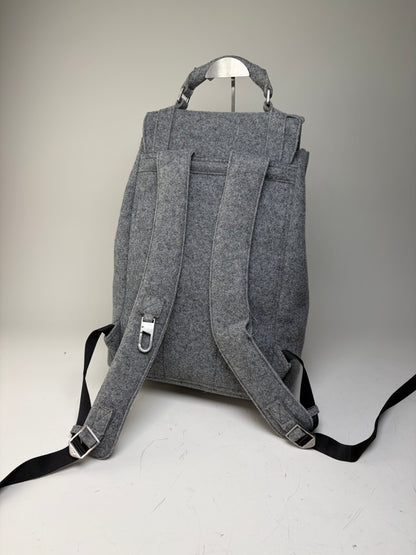 Vintage Emporio Armani Wool Felt Backpack Grey Silver Hardware