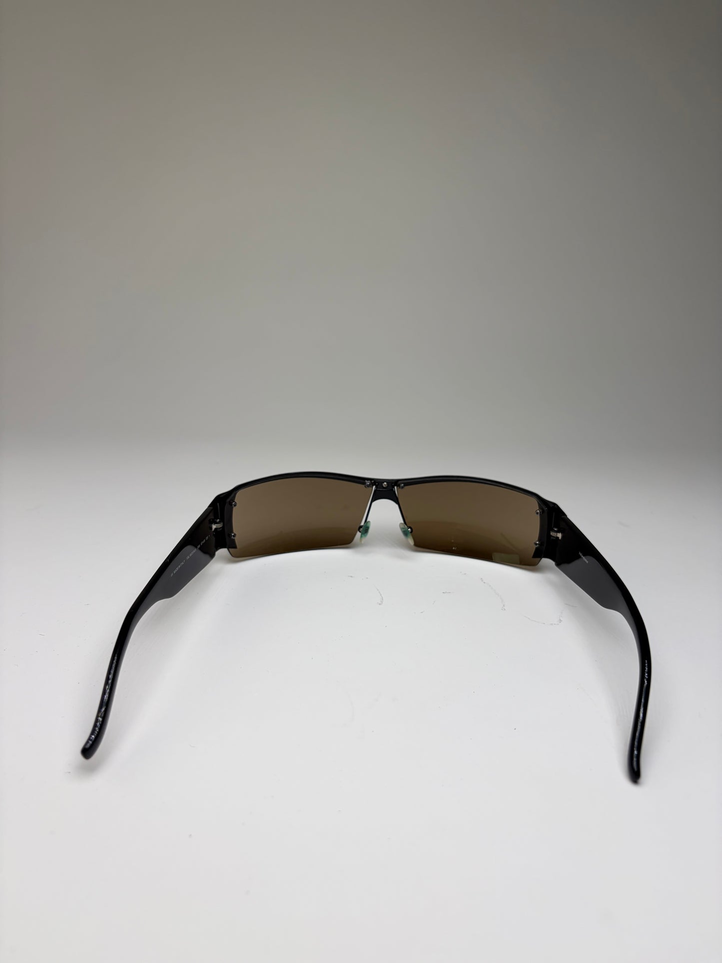 Vintage Yves Saint Laurent Logo Sunglasses Black Brown Gradient