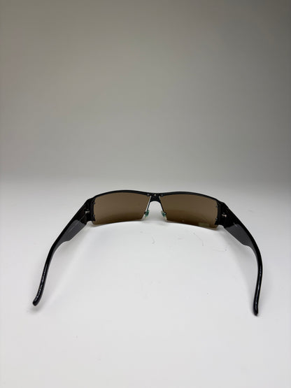 Vintage Yves Saint Laurent Logo Sunglasses Black Brown Gradient