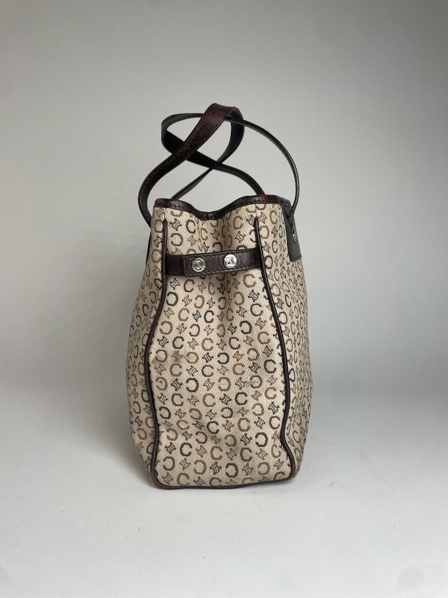 Vintage Celine Monogram Handbag Beige Brown