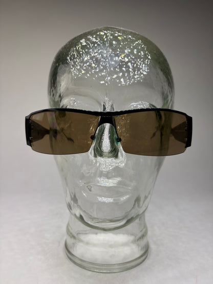 Vintage Yves Saint Laurent Logo Sunglasses Black Brown Gradient