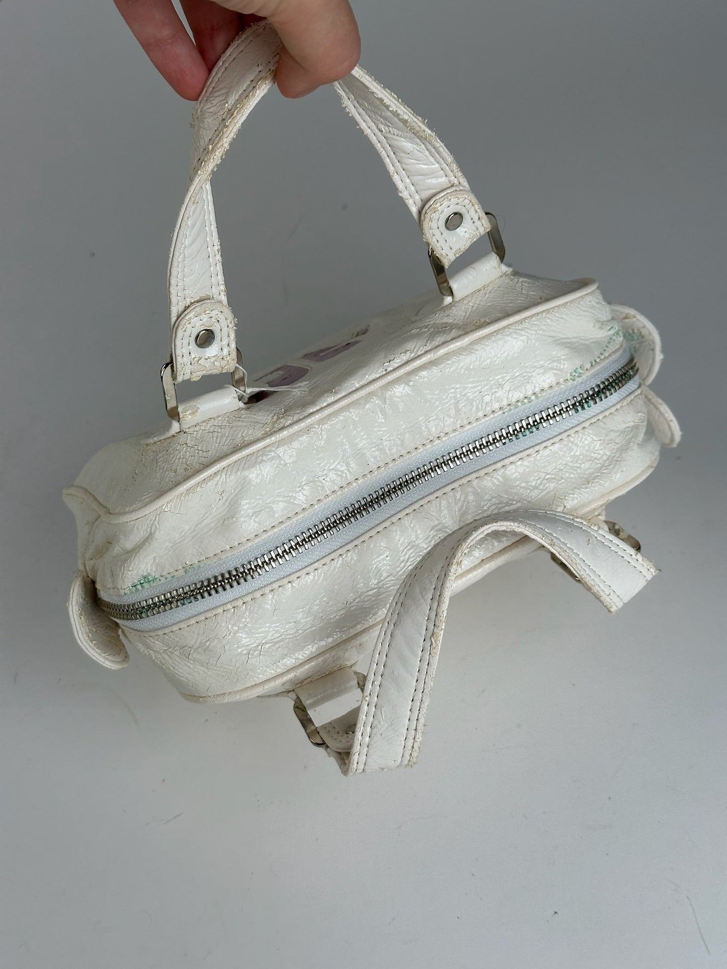Vintage Courreges Patent Leather bag white new