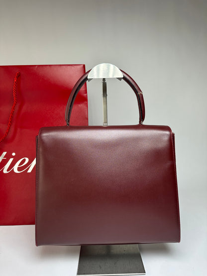 Vintage Cartier Structured Top-Handle Bag c. Late 1980s Burgundy