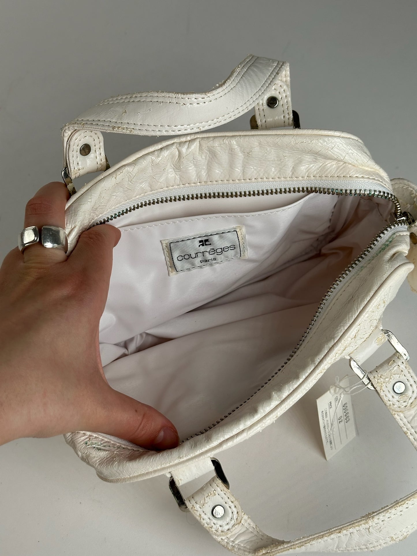 Vintage Courreges Patent Leather bag white new