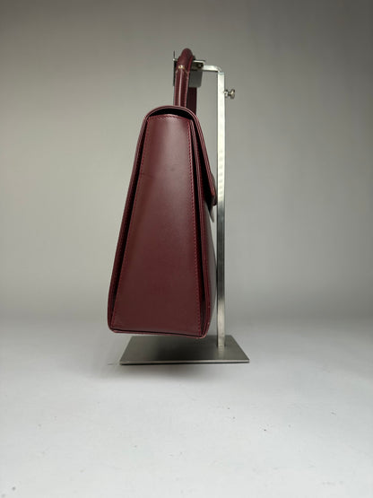 Vintage Cartier Structured Top-Handle Bag c. Late 1980s Burgundy