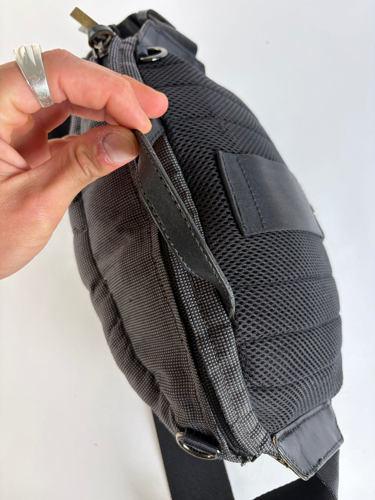 Vintage Issey Miyake Textured Nylon Sling Bag Black