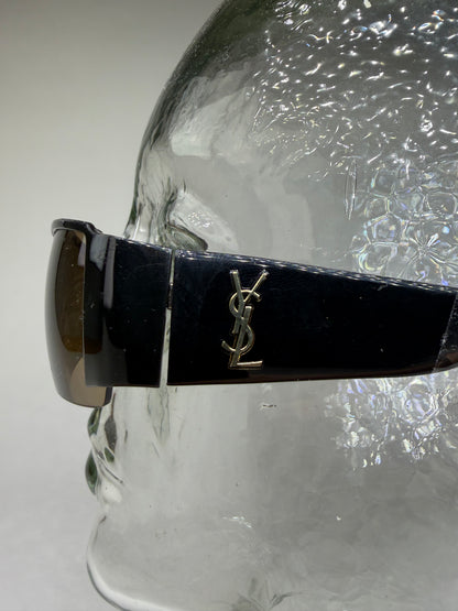 Vintage Yves Saint Laurent Logo Sunglasses Black Brown Gradient