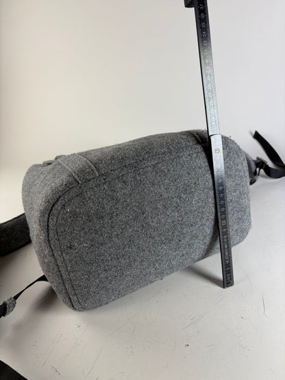 Vintage Emporio Armani Wool Felt Backpack Grey Silver Hardware