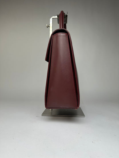 Vintage Cartier Structured Top-Handle Bag c. Late 1980s Burgundy