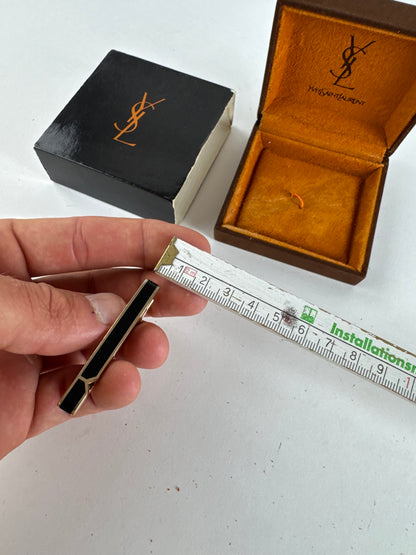 Vintage Yves Saint Laurent money Tie clamp black silver