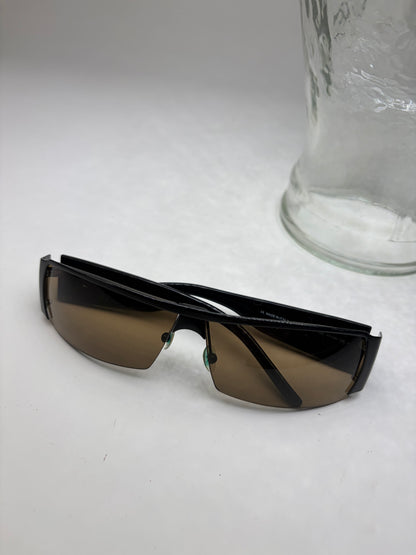 Vintage Yves Saint Laurent Logo Sunglasses Black Brown Gradient
