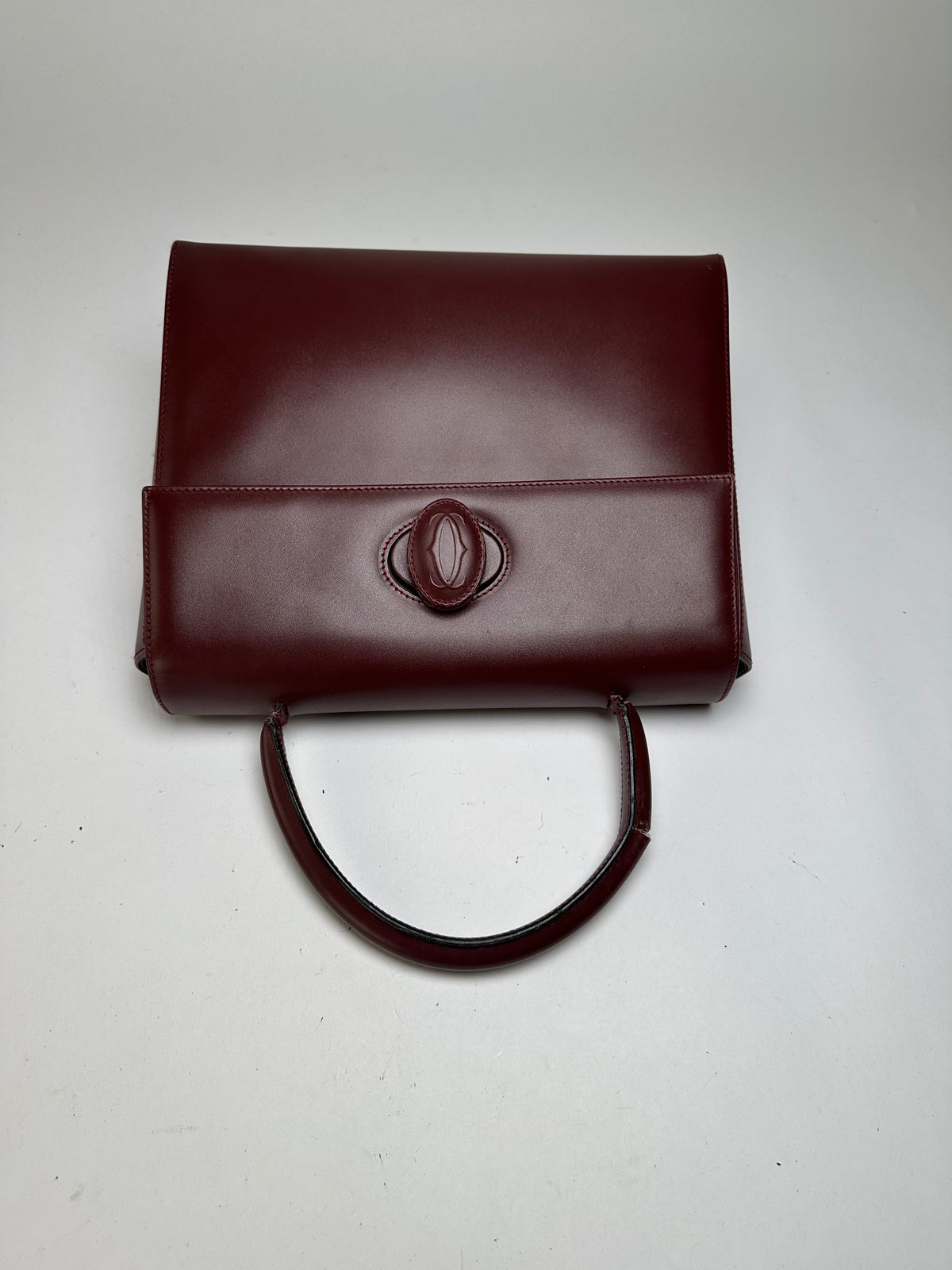 Vintage Cartier Structured Top-Handle Bag c. Late 1980s Burgundy
