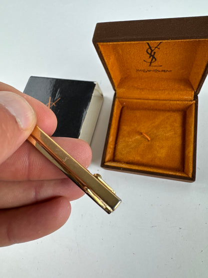 Vintage Yves Saint Laurent money Tie clamp black silver