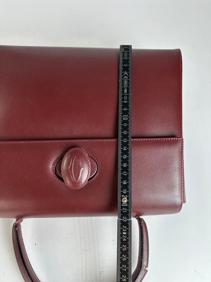 Vintage Cartier Structured Top-Handle Bag c. Late 1980s Burgundy