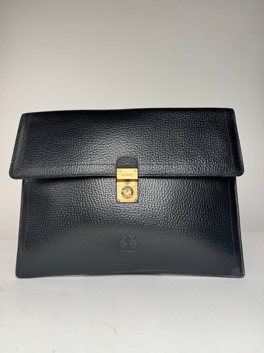 Vintage Loewe Madrid Anagram Leather Clutch Black