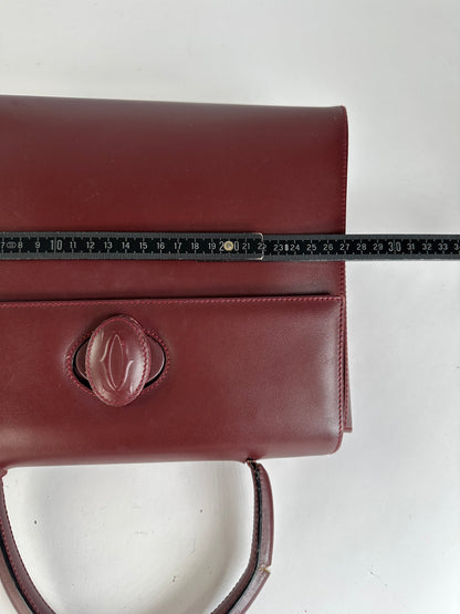 Vintage Cartier Structured Top-Handle Bag c. Late 1980s Burgundy
