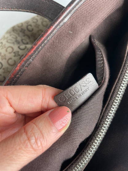 Vintage Celine Monogram Handbag Beige Brown