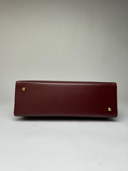 Vintage Cartier Structured Top-Handle Bag c. Late 1980s Burgundy