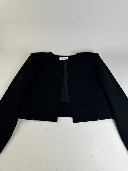 Vintage Chloe Cropped Jacket Black Polyester M