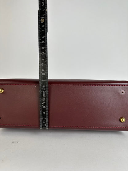 Vintage Cartier Structured Top-Handle Bag c. Late 1980s Burgundy