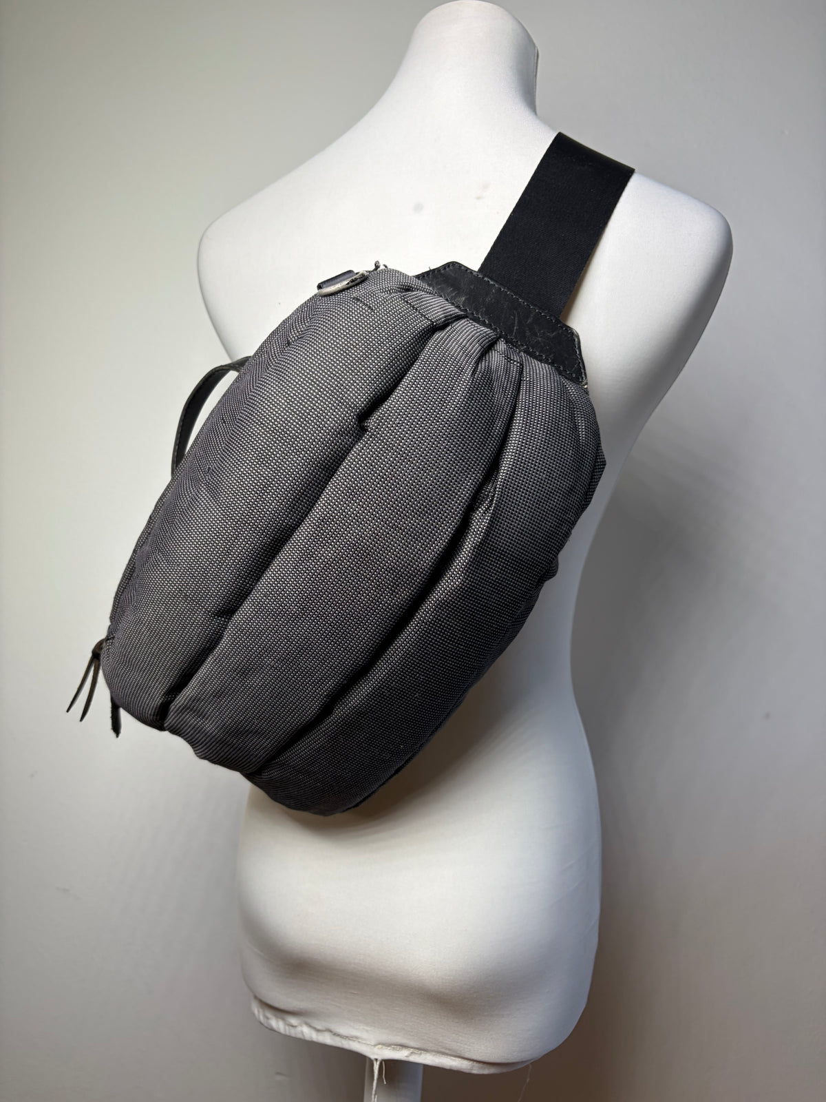 Vintage Issey Miyake Textured Nylon Sling Bag Black