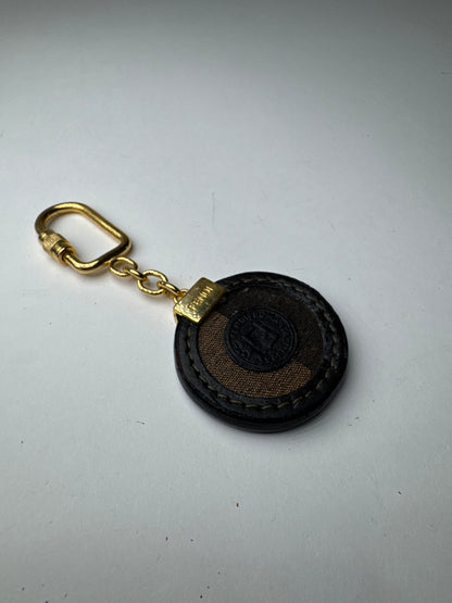 Porte-clés vintage Fendi Roma marron doré
