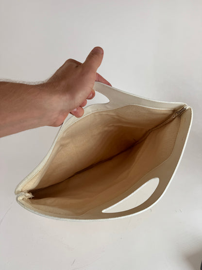 Vintage Fendi FF Monogram Leather canvas Tote Bag white