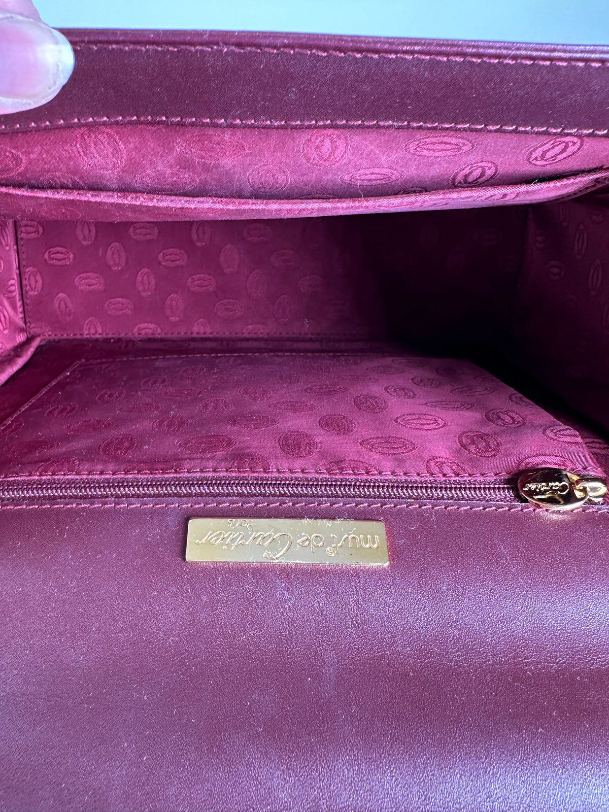 Vintage Cartier Structured Top-Handle Bag c. Late 1980s Burgundy