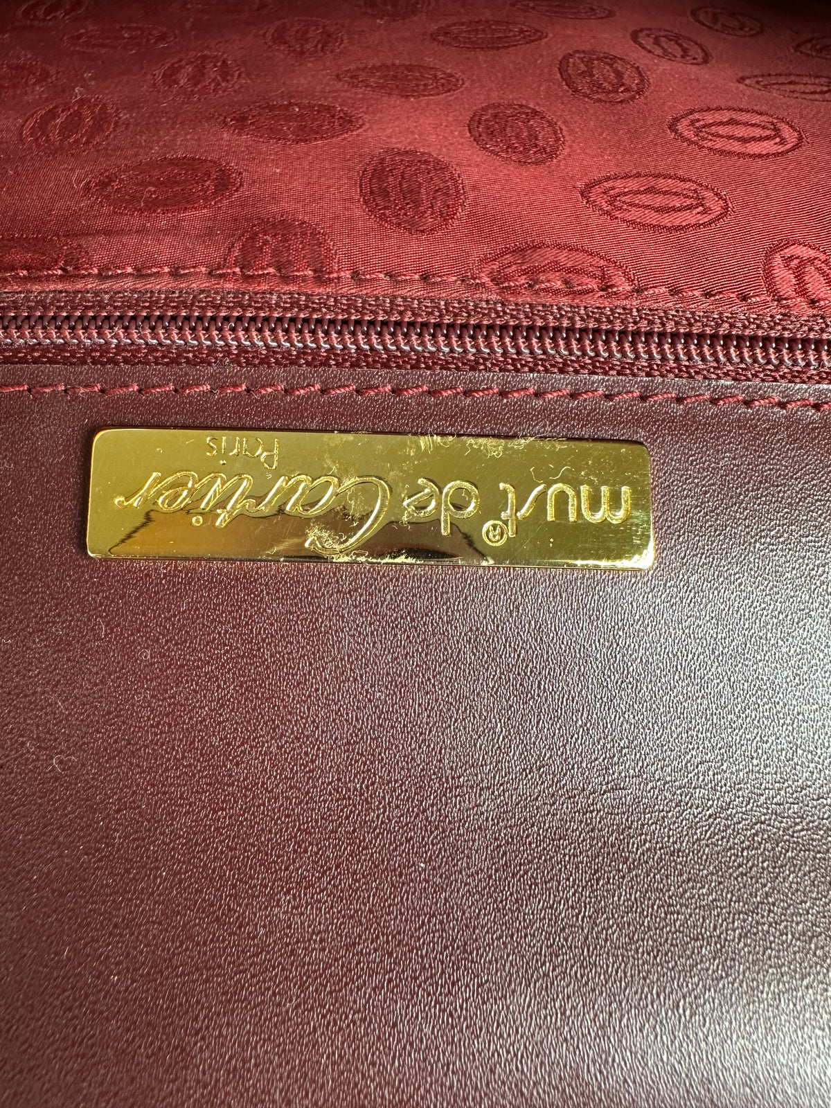 Vintage Cartier Structured Top-Handle Bag c. Late 1980s Burgundy