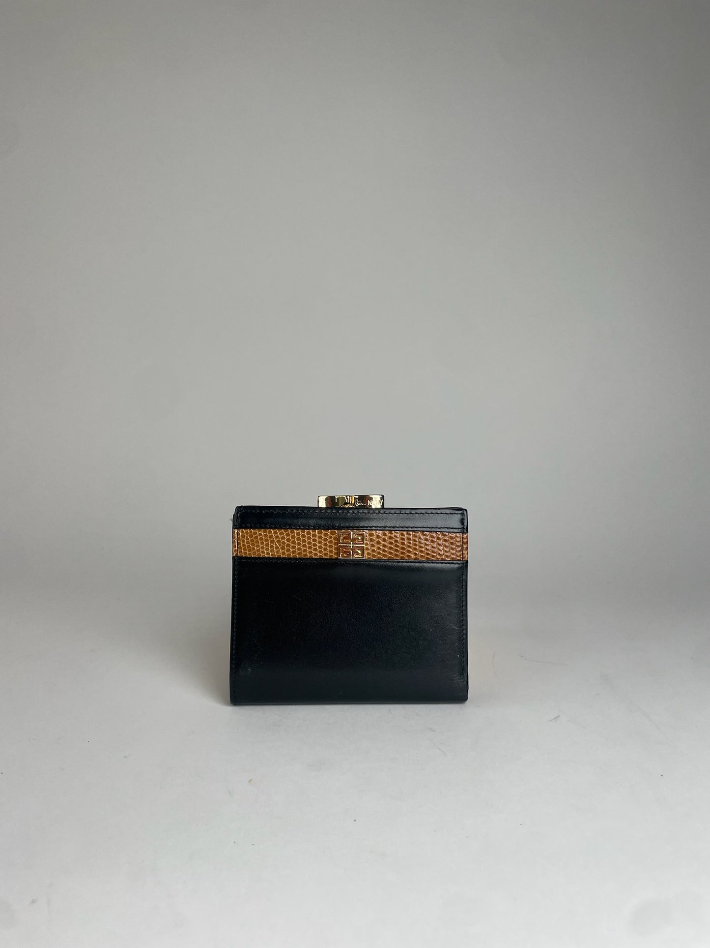 Vintage Givenchy Snake Emblossed Leather Wallet Black Brown