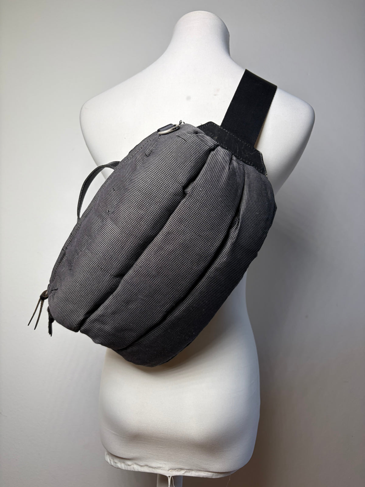 Vintage Issey Miyake Textured Nylon Sling Bag Black