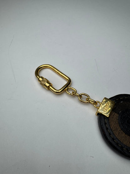 Porte-clés vintage Fendi Roma marron doré