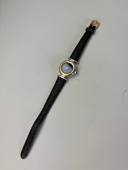Vintage Fendi Leather Strap Stainless Steel Watch Black Silver