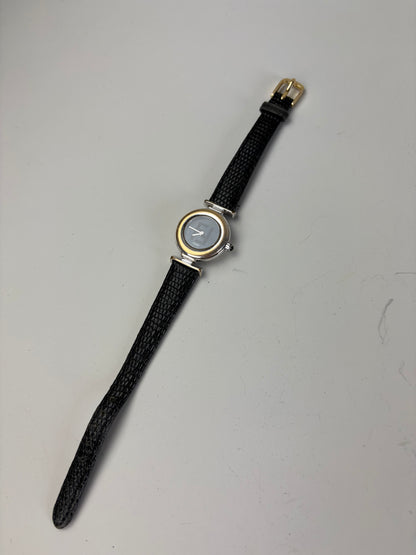 Vintage Fendi Leather Strap Stainless Steel Watch Black Silver