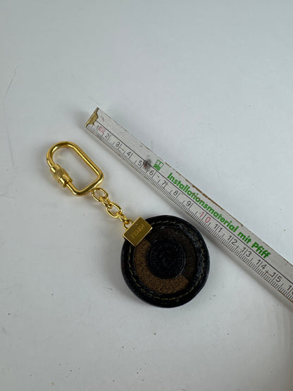 Porte-clés vintage Fendi Roma marron doré