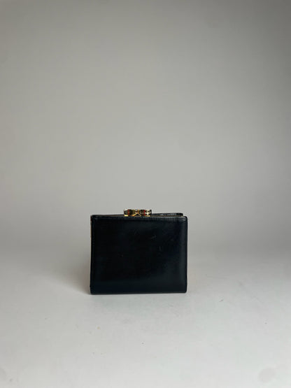 Vintage Givenchy Snake Emblossed Leather Wallet Black Brown