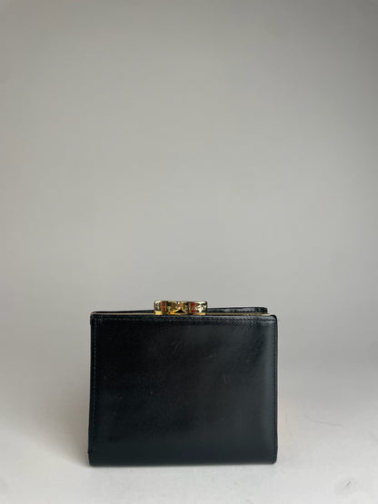 Vintage Givenchy Snake Emblossed Leather Wallet Black Brown