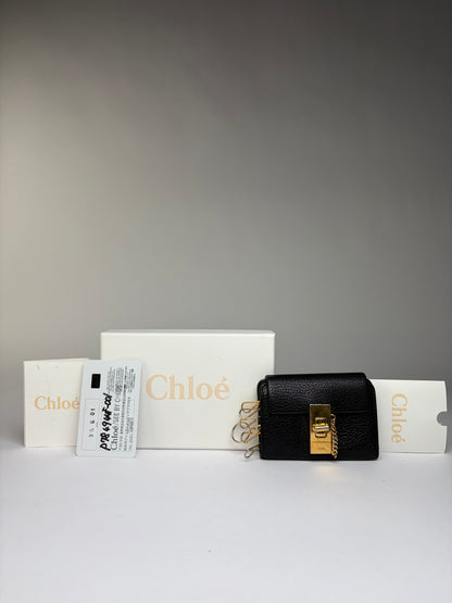 Vintage Chloé Padlock Leather Key Holder c. 2005 Black Gold