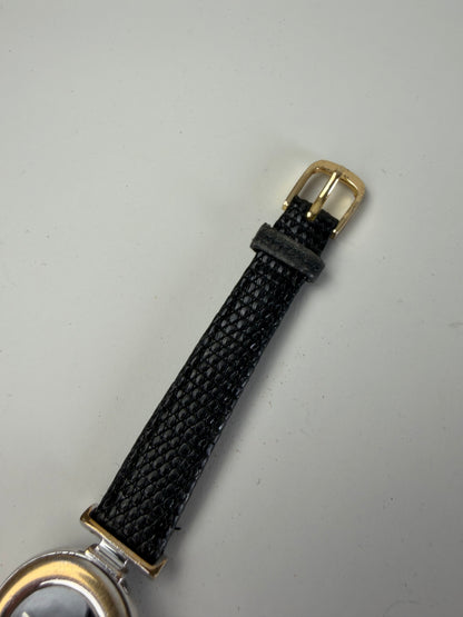 Vintage Fendi Leather Strap Stainless Steel Watch Black Silver
