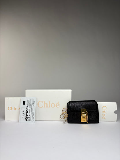 Vintage Chloé Padlock Leather Key Holder c. 2005 Black Gold