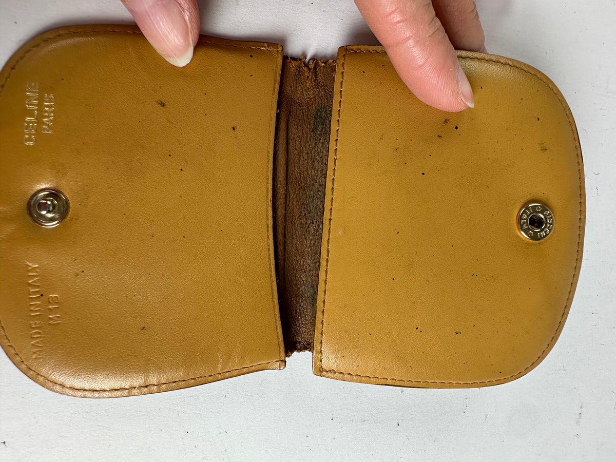 Vintage Celine Macadam Canvas Bifold Wallet Late 1980s Brown Tan