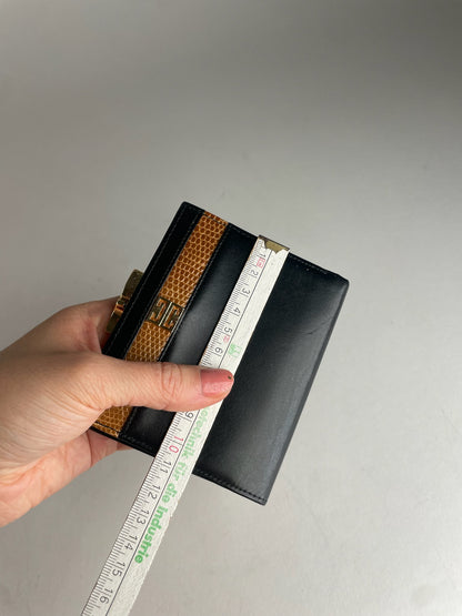Vintage Givenchy Snake Emblossed Leather Wallet Black Brown