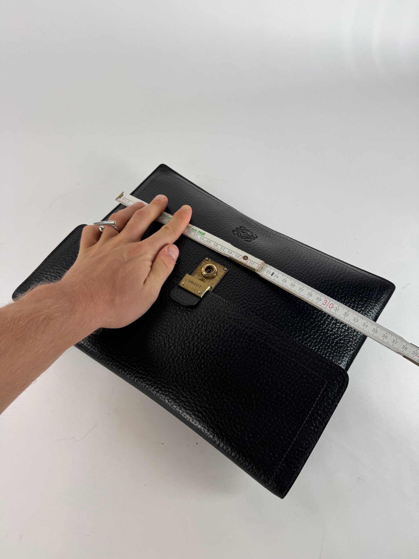 Vintage Loewe Madrid Anagram Leather Clutch Black