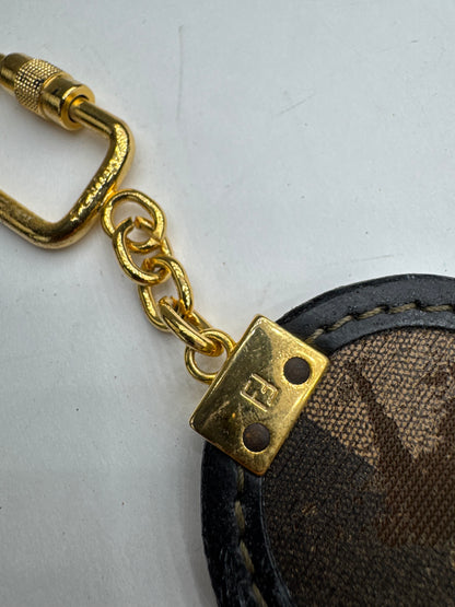 Porte-clés vintage Fendi Roma marron doré