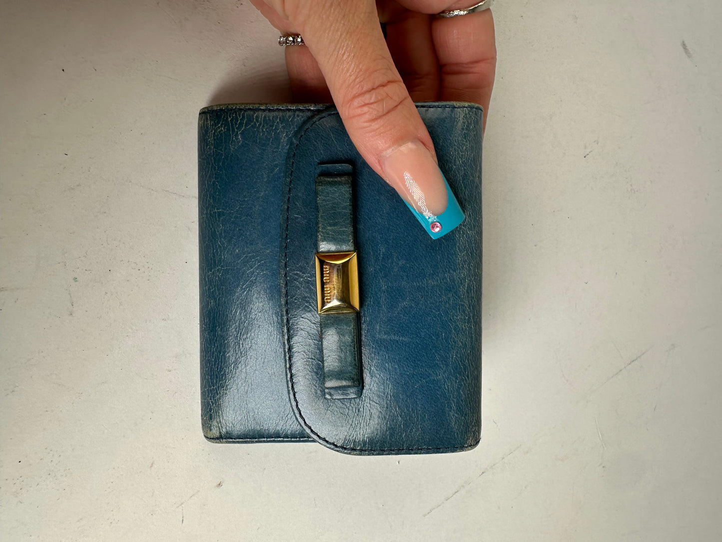 Vintage Miu Miu Pebbled Wallet Blue