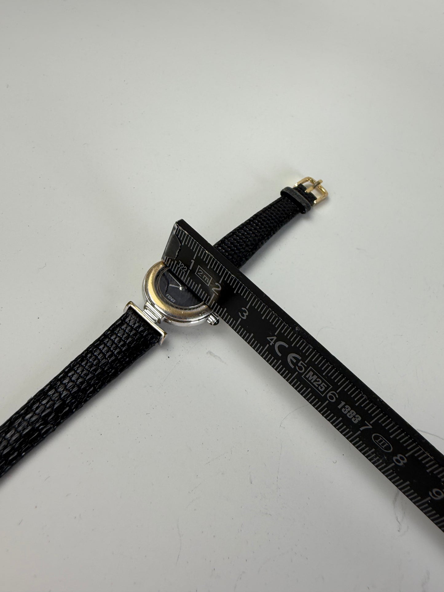 Vintage Fendi Leather Strap Stainless Steel Watch Black Silver