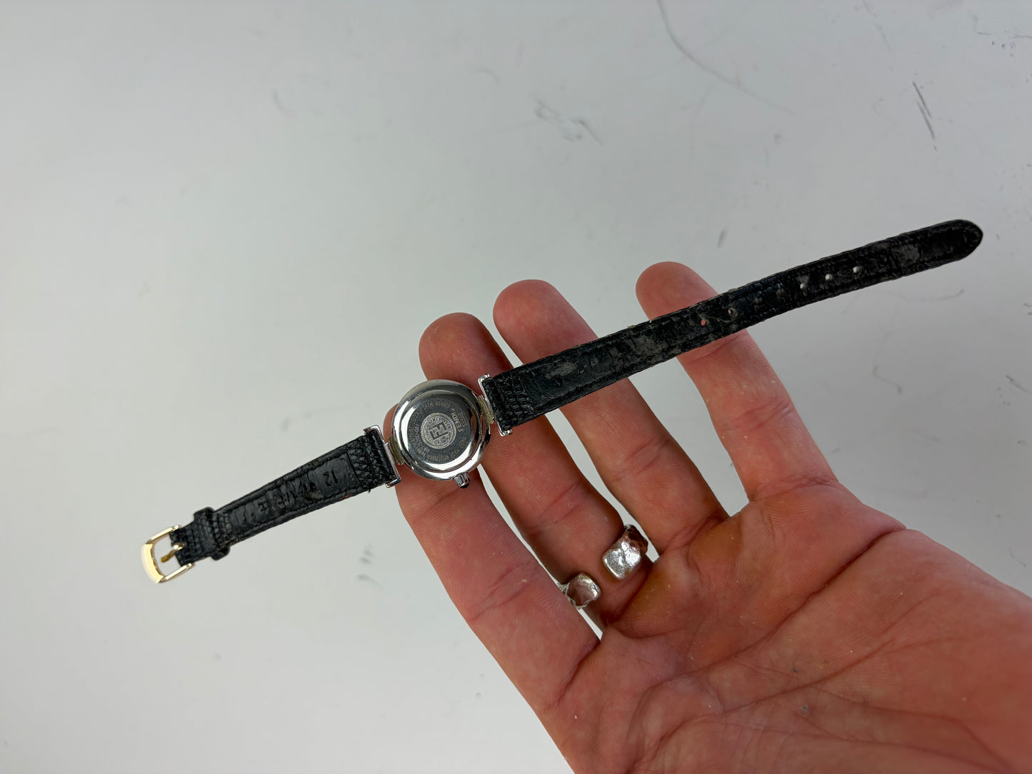 Vintage Fendi Leather Strap Stainless Steel Watch Black Silver